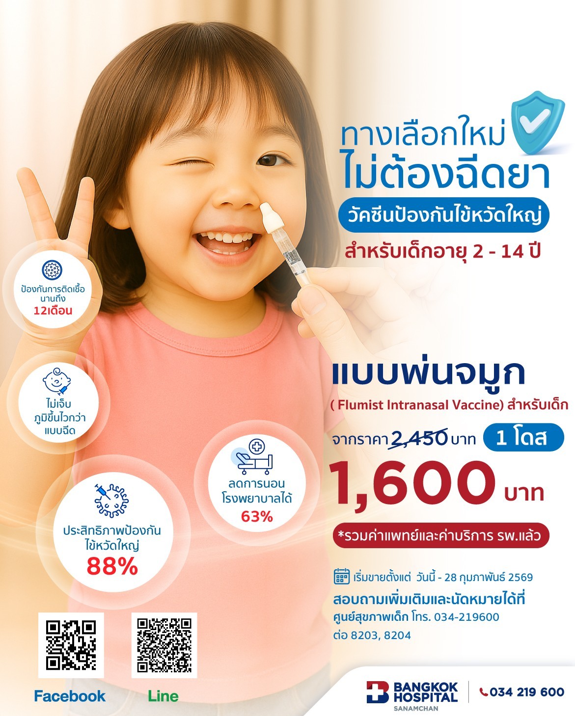Influenza vaccine for children aged 2-14 years (nasal spray)