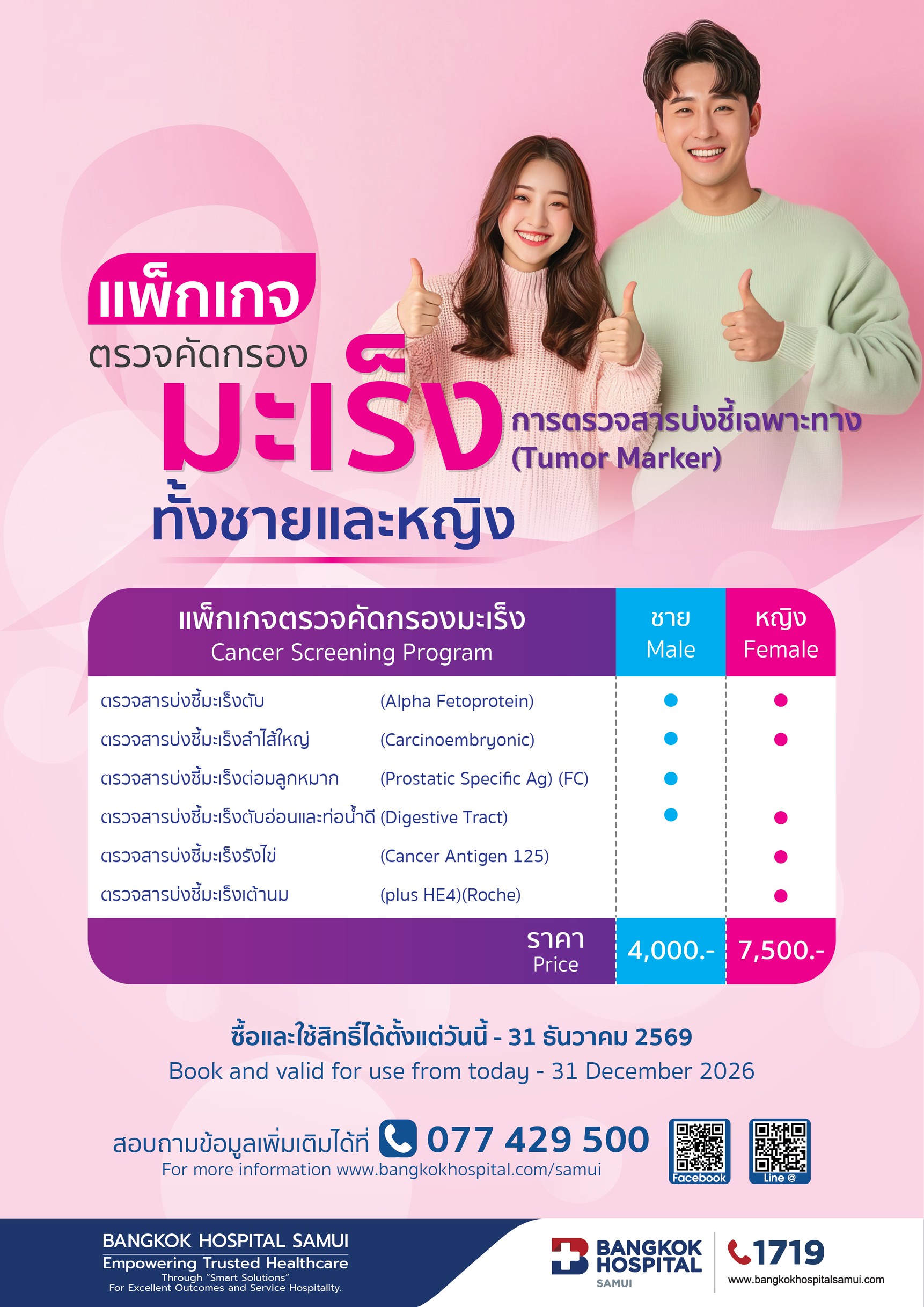 แพ็กเกจ ตรวจคัดกรองมะเร็ง ทั้งชายและหญิง