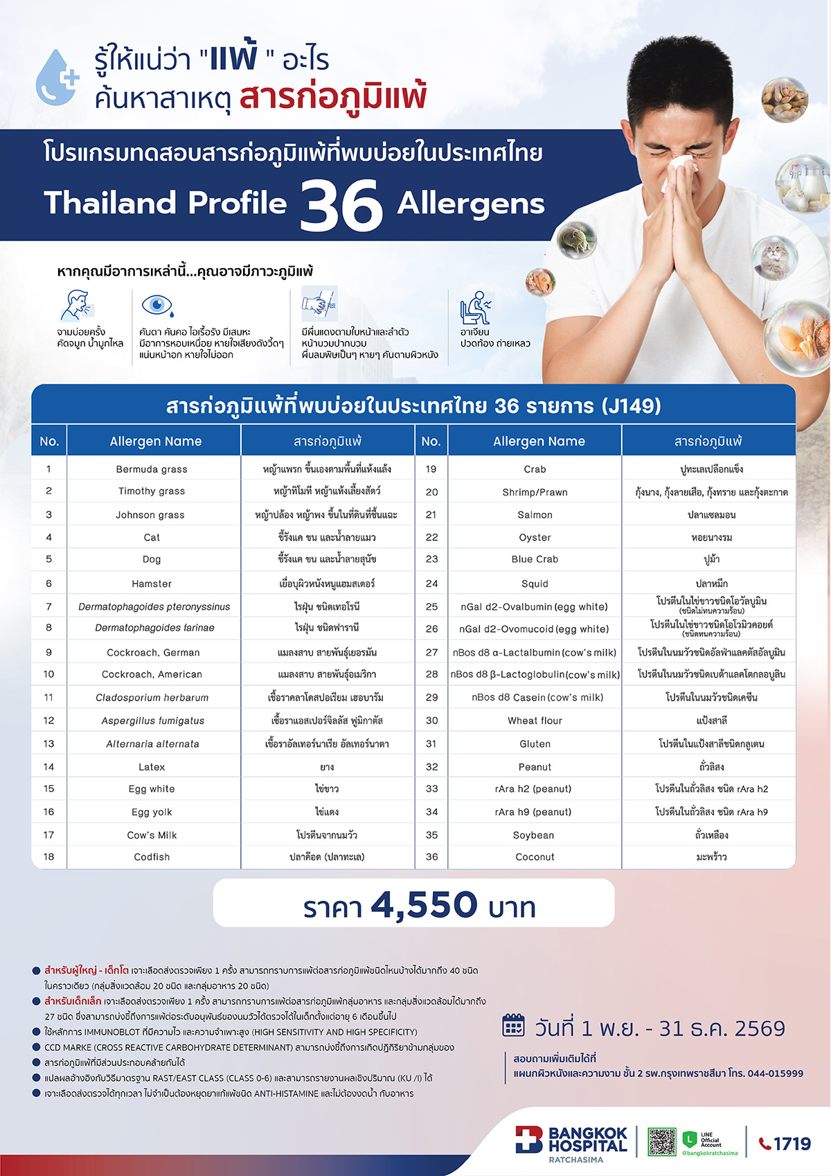 โปรแกรมทดสอบสารก่อภูมิแพ้ ที่พบบ่อยในประเทศไทย