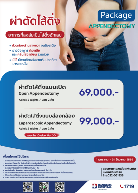 แพ็กเกจผ่าตัดไส้ติ่ง 2026