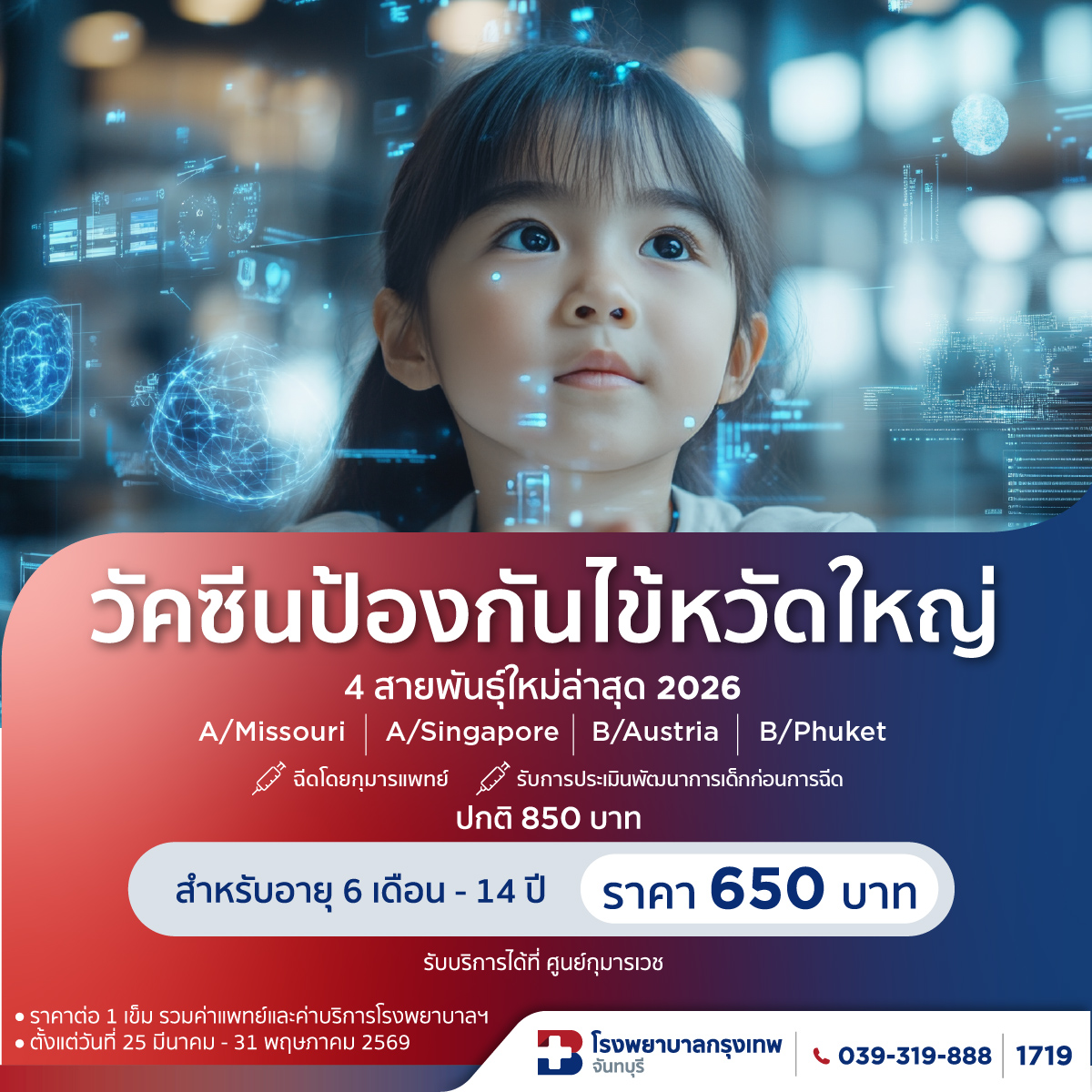 วัคซีนไข้หวัดใหญ่ 4 สายพันธ์ุสำหรับเด็ก 650